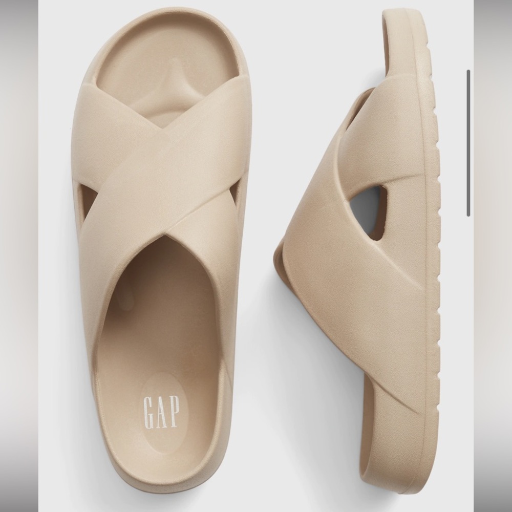 GAP Beige Crisscross Slide Sandals - Picture 9 of 12